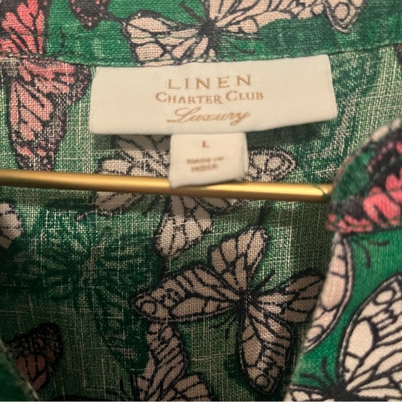 Charter Club Linen Butterfly Pattern Top - Picture 2 of 5